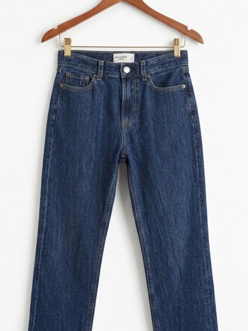 abercrombie kids 200% Cotton Dark Blue Loose-Fit Straight-Leg Jeans, Kids 11/12